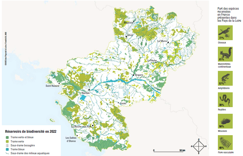 cartes réservoirs des biodiversité 2022 en pays de la Loire