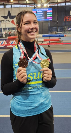 Ambre Jouand-Pucelle a décroché une médaille d'or et une de bronze lors du championnat de France universitaire fin janvier.